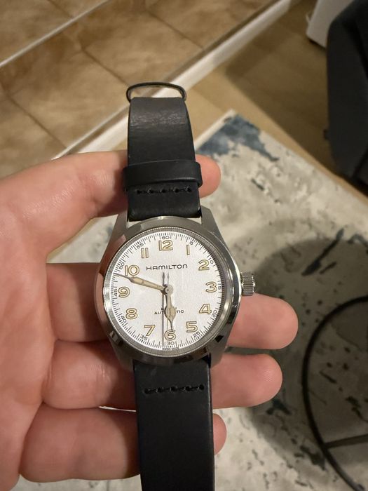 Hamilton Khaki Field Murph 38mm, cadran alb, ca nou, full set + 2 curele extra