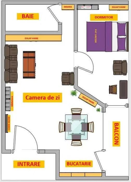 Apartament cu 2 camere, 62 mp, etaj intemediar, Zona strazii Bucuresti