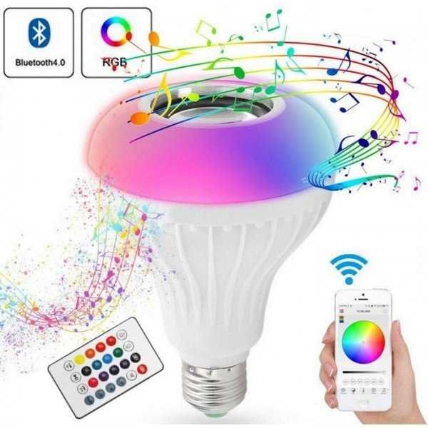 Топ хит Диско Блутуд Bluetooth колона крушка цвят музика лед RGB