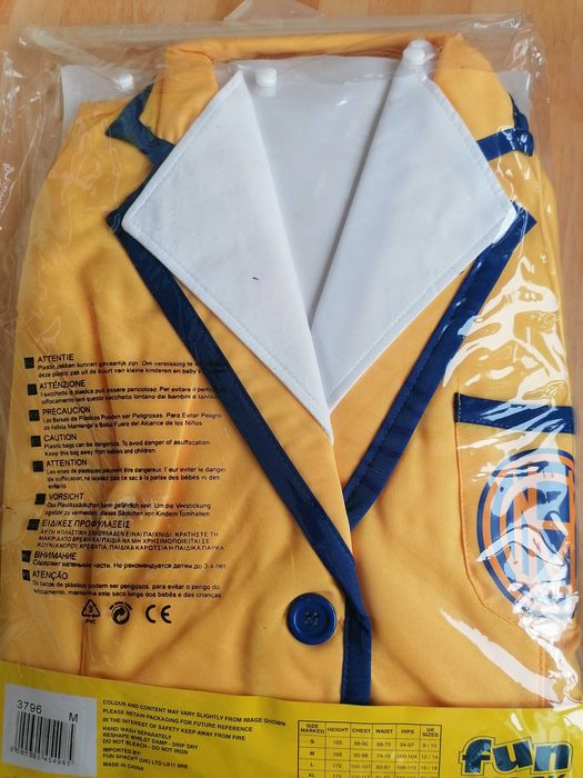 Costum Fancy Dress Dama Gazda Tabara de Vacanta Holiday Camp Hostess Retro Anii 80 90, Petrecere Tematica, Jacheta Galbena Insert Camasa Fusta Alba