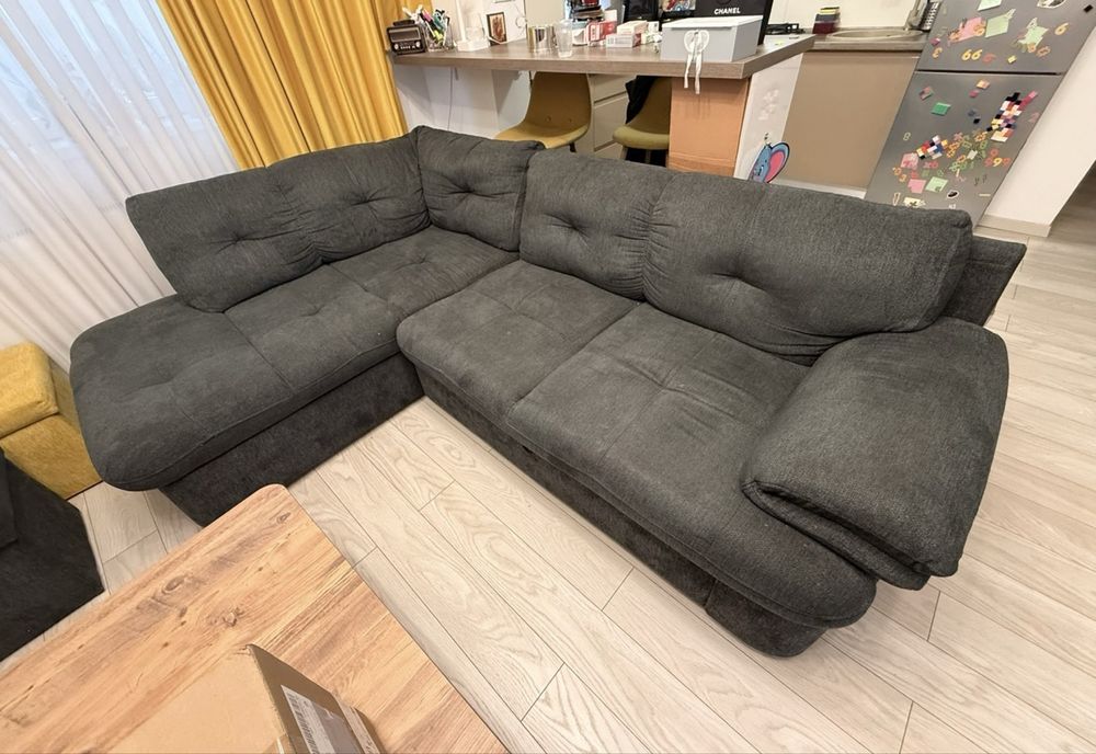 Canapea / Coltar Extensibil Gri Textil