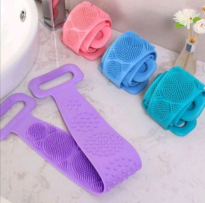 Силиконова ексфолираща четка за баня гъба с дръжки