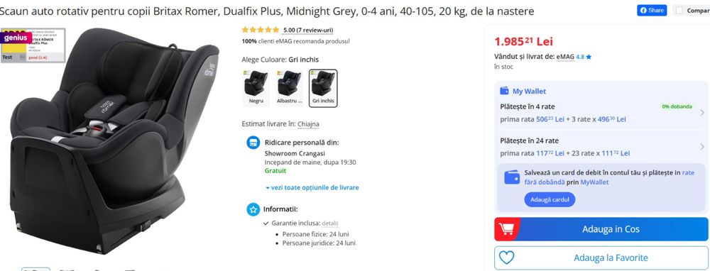 Scaun rotativ pentru copii Britax Romer Dualfix, 0-4 ani