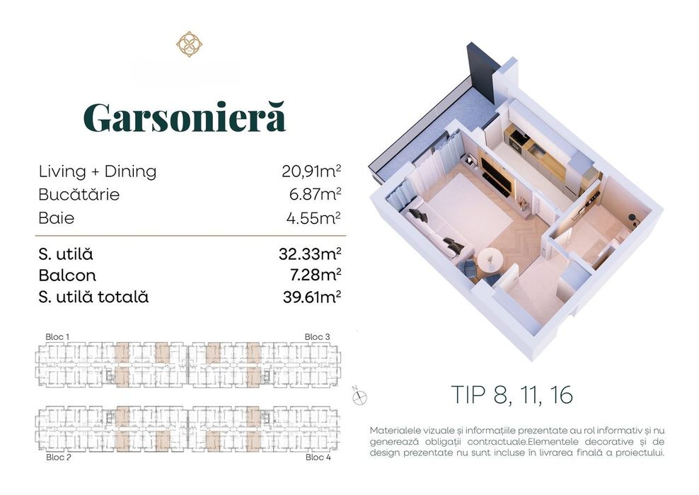 Garsoniera de vanzare, imobil premium cu acces facil la metrou Berceni