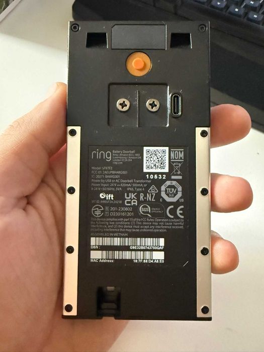 Ring Безжичен видео звънец камера (5F97F2 - модел от 2024 ) Battery