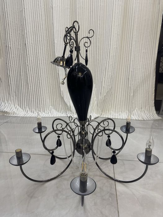 Lustra Candelabru stil clasic / elegant, negru + metal cromat 1-3 buc