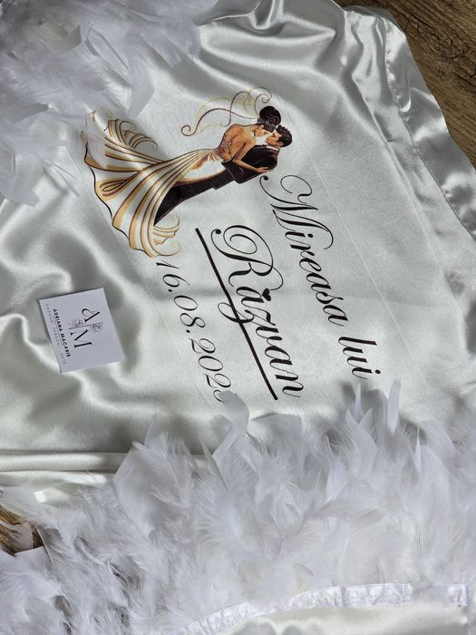 Halat +  papuci mireasă PERSONALIZATE