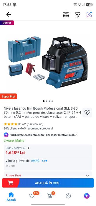Nivela laser cu linii Bosch Professional GLL 3-80