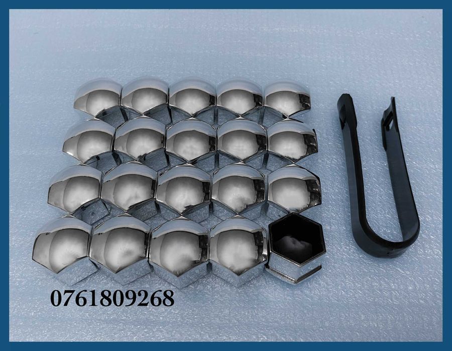 Set 20 capace / capacele cromate prezoane de 17mm