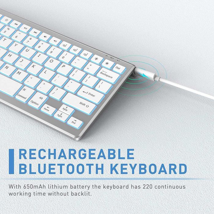 Безжична акумулаторна Bluetooth клавиатура с подсветка Jelly Comb