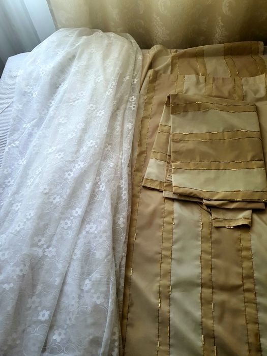 Продам портьеры и тюль, покрывало, наволочки