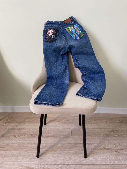 Джинсы Levi’s оригинал, с рисунками в японском стиле