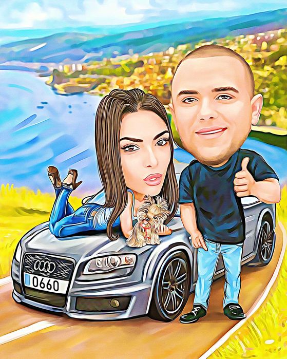 Дигитална Карикатура + рамка  ТОП Цена