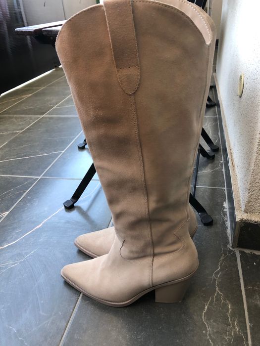 Cizme de piele cu toc masiv Nevada