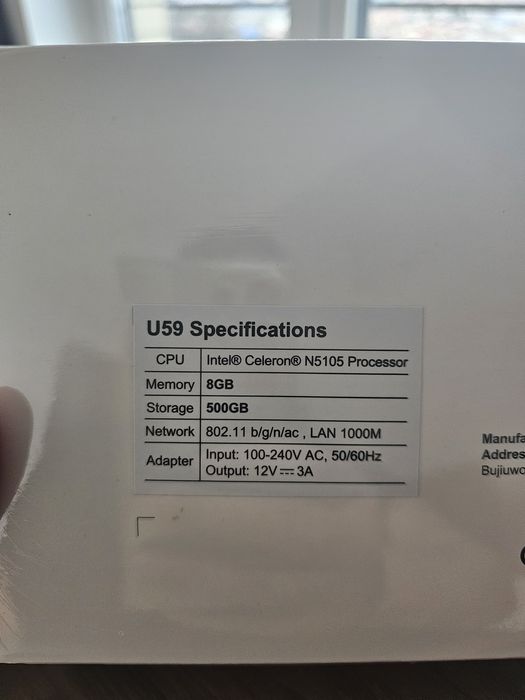 Mini PC Beelink U59  - Intel Celeron N5105 - 8GB RAM  - 500GB