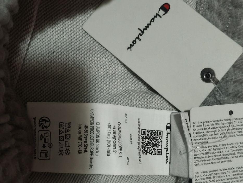 Pantaloni scurti Champion cu talie ajustabila cu snur, Gri melange,
