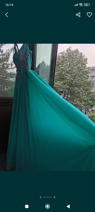 Синя / Тюркоазена дълга официална бална рокля