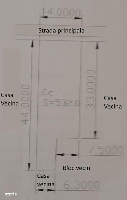 Proprietar vând teren 532 mp cu casă zonă centrală Rm. Vâlcea (zona A)