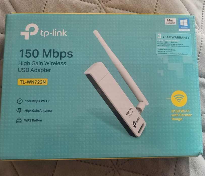 Адаптер wireless TP-LINK TL-WN722N, USB