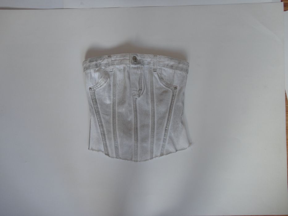 Бял дънков топ zara