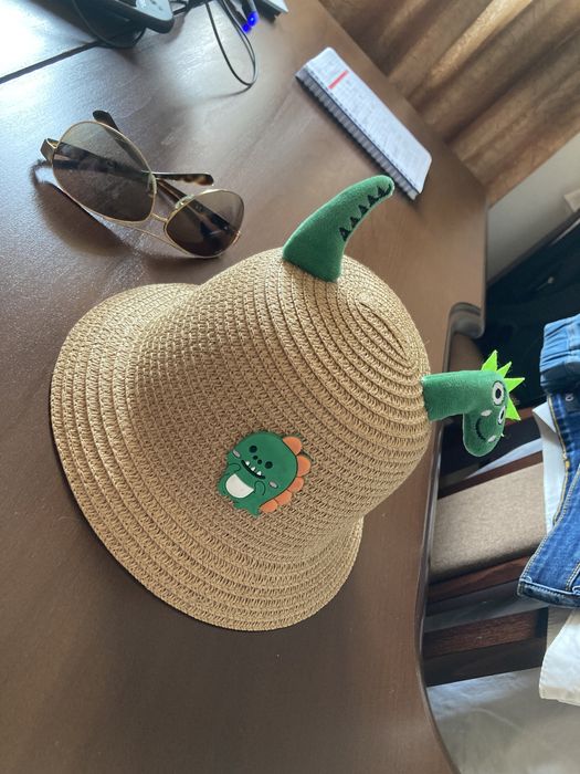 Palarie vara baieti, paie, accesorizata, haioasa, Model Dino