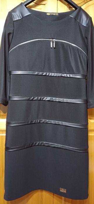 Рокля Passion Fashion с декорации КОЖА и Ципове-Бижута с Камъчета!НОВА