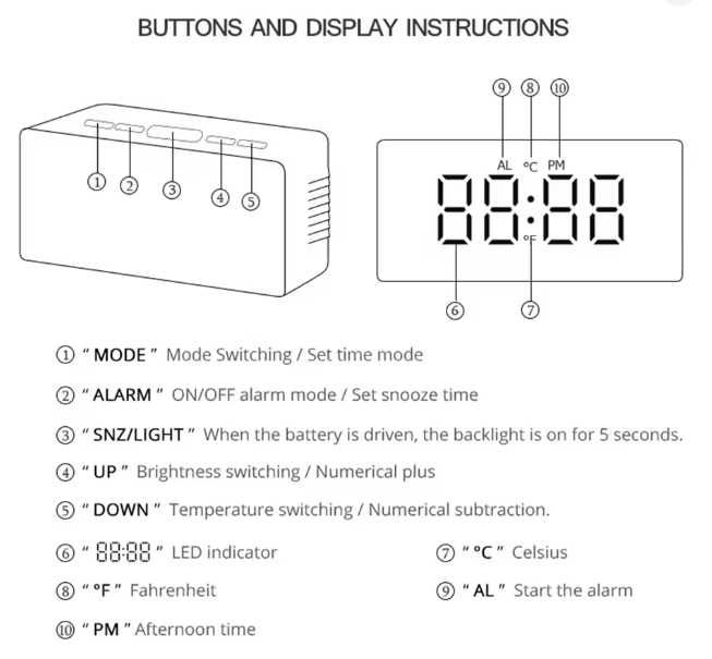 Настолен огледален LED часовник