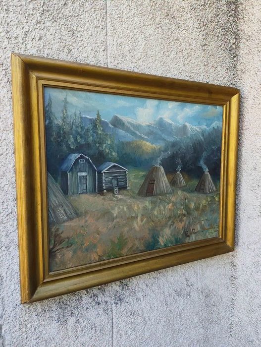 Голяма авторска скандинавска картина рисувана с маслени бои
