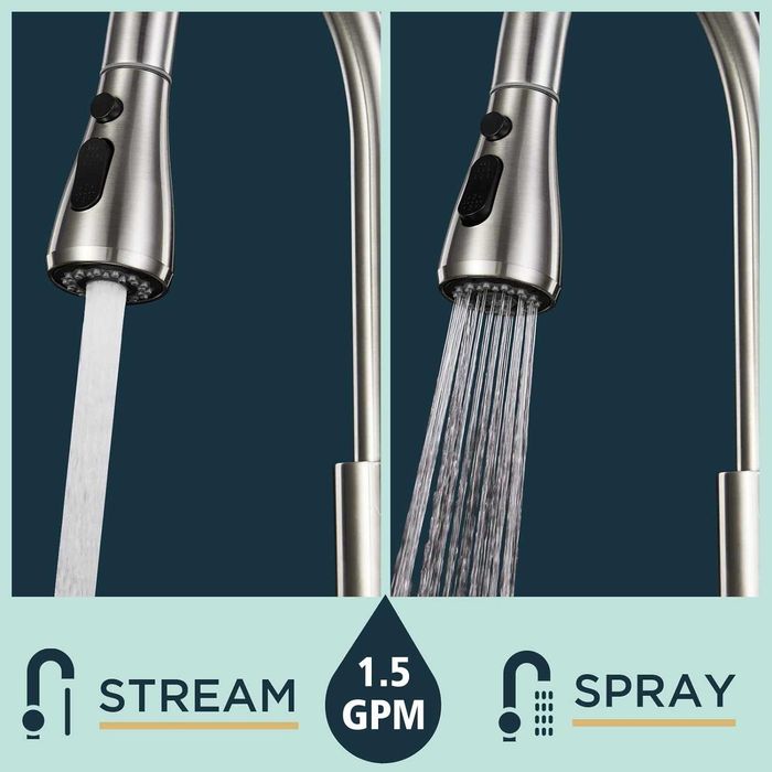 Robinet chiuvetă de bucătărie mixer cu spray de extragere, pivotant