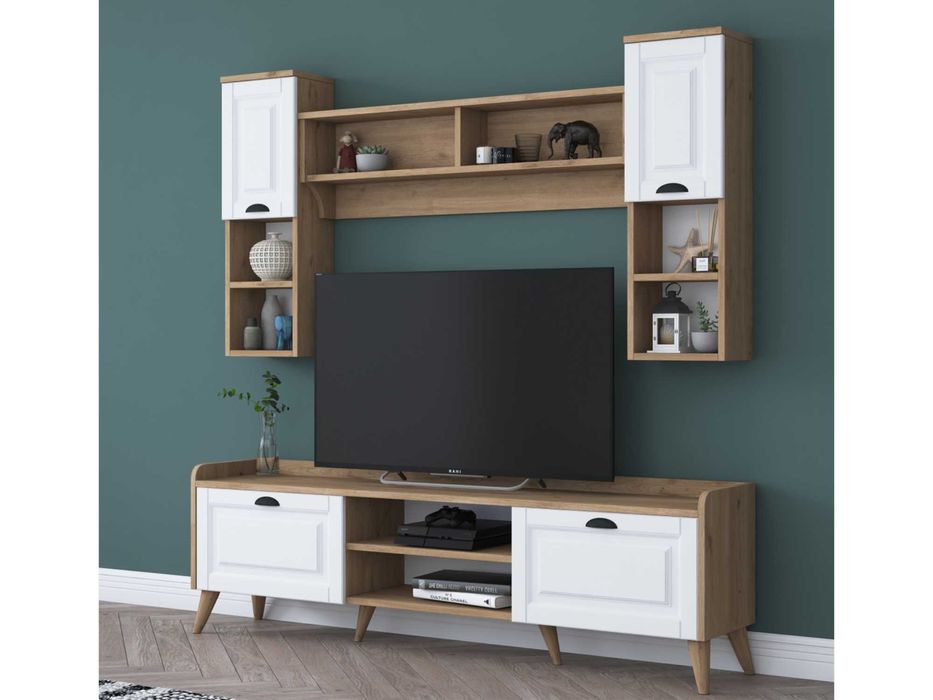 ТВ комплект Puzzle-home 2559, 4 части, Орех/бял