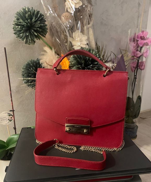 FURLA  Julia red Saffiano leather