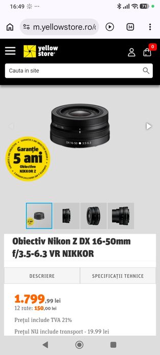 Obiectiv Nikon Z DX 16-50mm f/3.5-6.3 VR NIKKOR