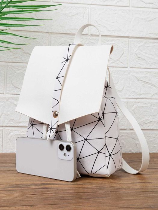 Rucsac cu clapă grafică geometrică