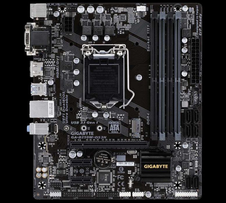 GIGABYTE B250M-DS3H 1151 soket DDR4 holati ideal + garantiya