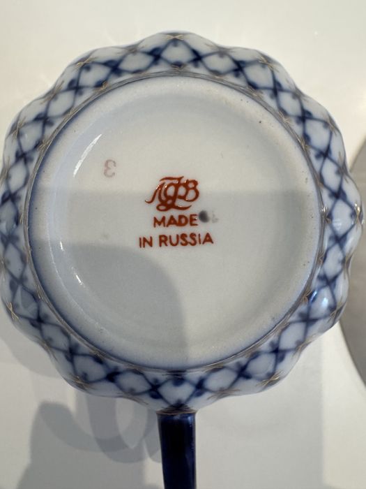 Кобалтова мрежа ЛФЗ, сервиз за чай.