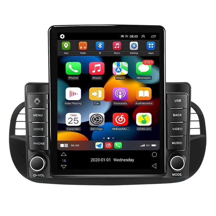 Navigatie Fiat 500 din 2007 - 2015 Ecran TESLA 9.7 inch 4GB RAM