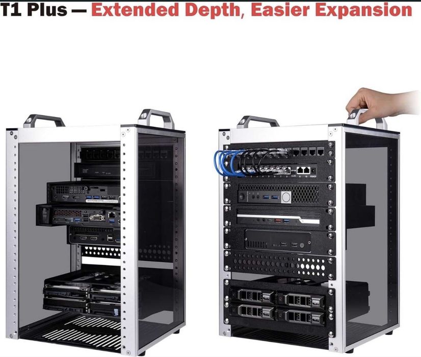 GeeekPi 8U Server Rack Cabinet DeskPi RackMate T1 Plus,Rack rețea 10 inch pentru servere, rețea, echipamente AV, 10.23 inch 260 mm Adâncime (Argintiu)