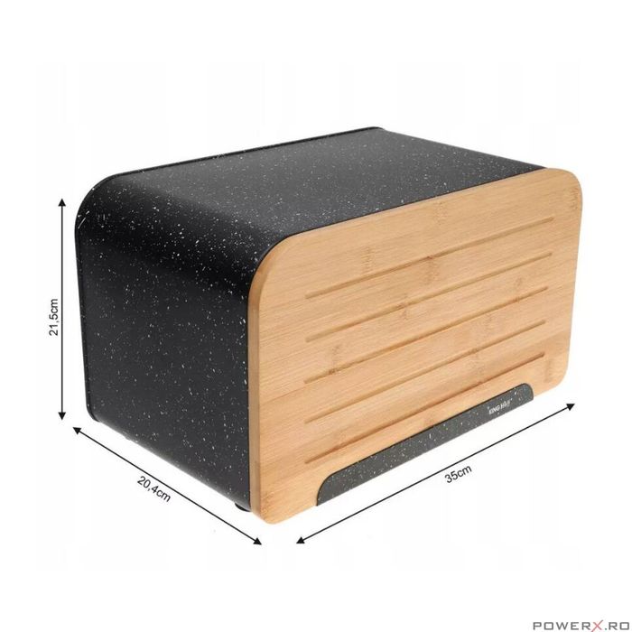 Cutie pentru paine, otel, 35x20,4x21,5 cm neagra, Kinghoff