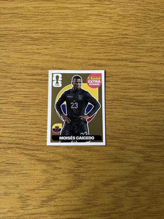 Extra stiker panini Moises Caicedo varianta gold, world cup 2026