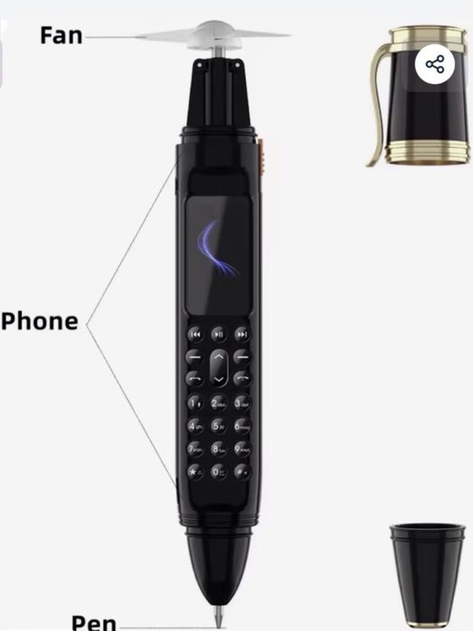 PiX/Telefon(negru) cu cameră foto/video integrate și ventilator.