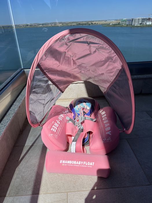 Colac de inot entru bebelusi negonflabil+copertinaUPF50+suport picioar