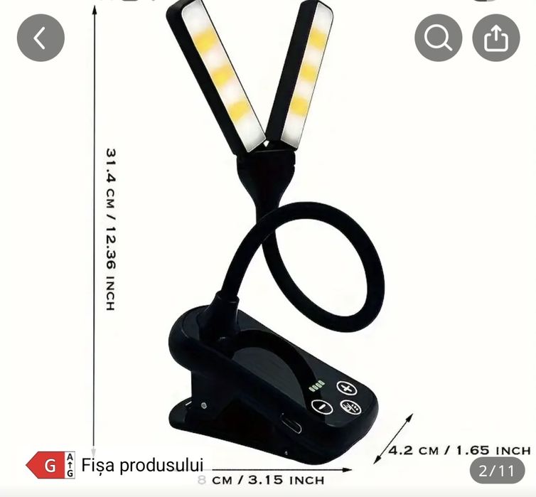 Lampă pentru citit super luminoasă 14 leduri