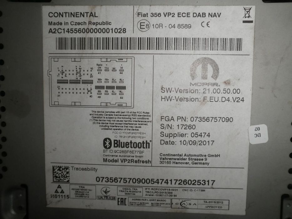 Radio Fiat Tipo 2017 07356757090