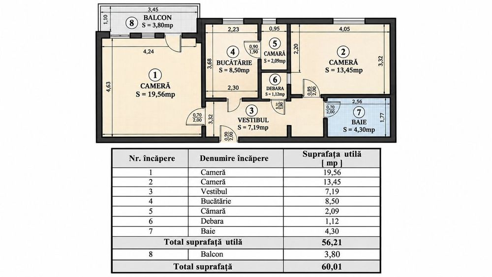 2 Camere Decomandat Premium | 60 MP | Renovat | Vitan Mall | Etaj 2/4