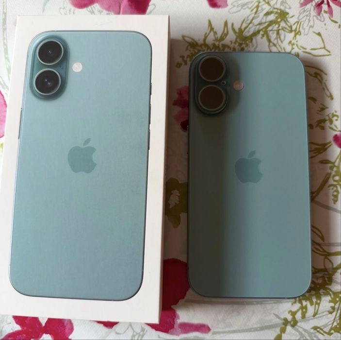 Iphone 16 Ca nou 98 viata bateriei Albastru cutie incarcator original
