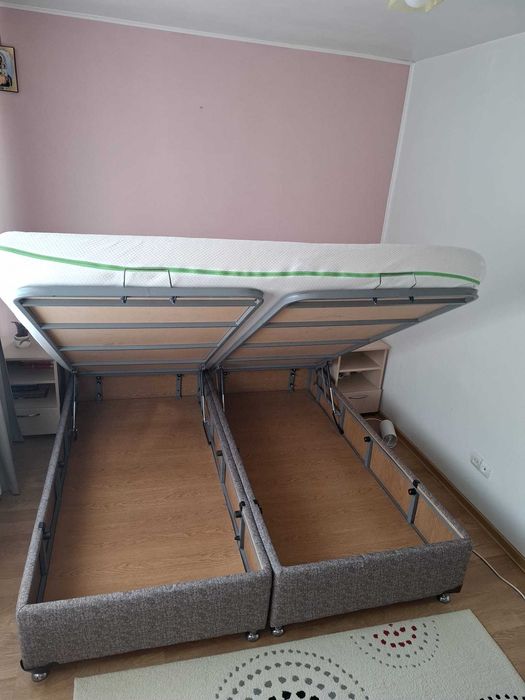 pat 180/200 cu tot cu saltea plus doua noptiere