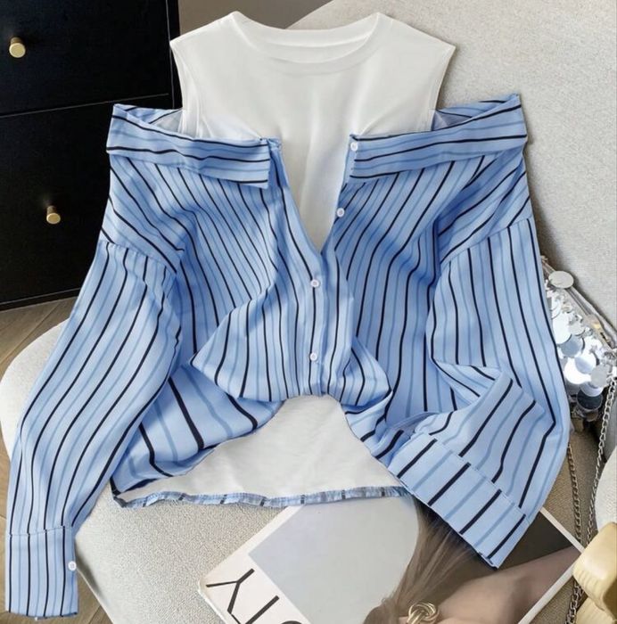 Блуза с паднали рамена