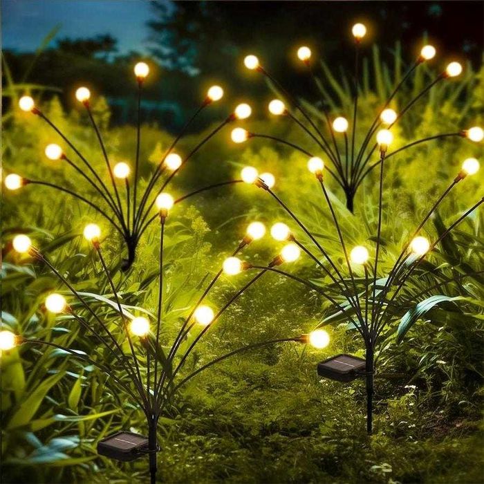 Соларно коледно дръвче с LED светлина 10бр. топки за градината, балкона и др. 70см топла светлина