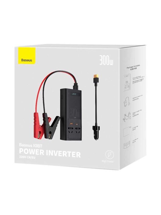 Инвертор автомобильный BASEUS 300W. 12В в 220В