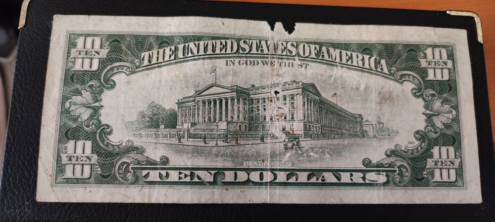 Bancnota 10 Dolari Americani 1977 Vintage